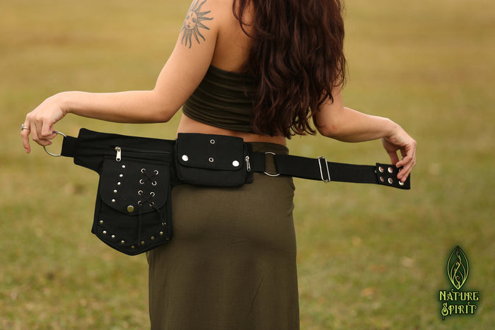 Black Silver Studded Pocket Belt