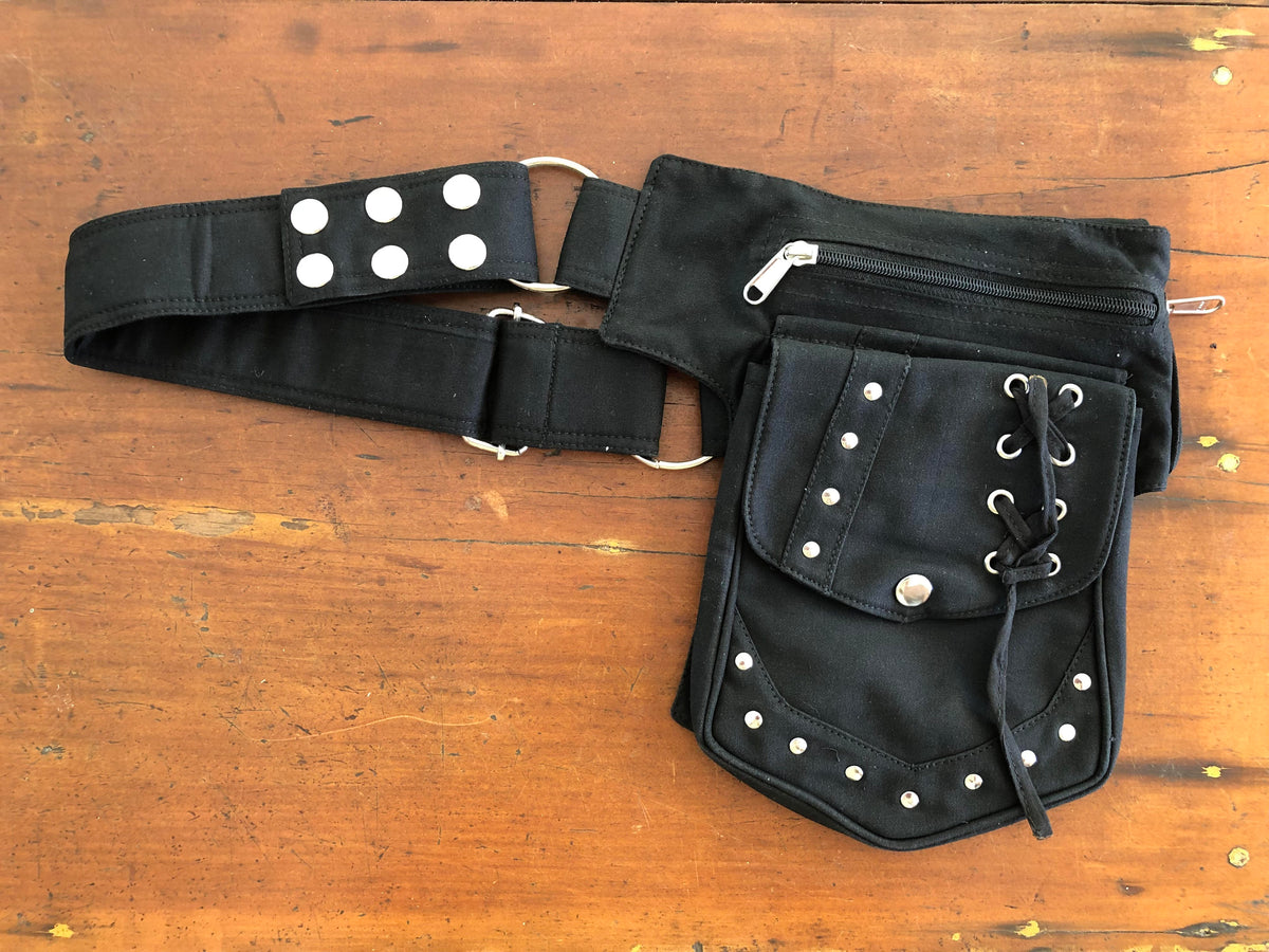 Black Silver Studded Pocket Belt