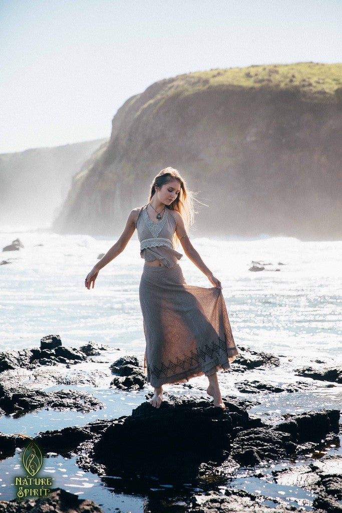 Hand Block Wrap Skirt