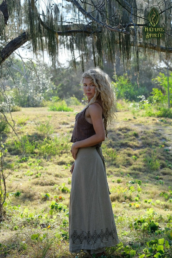 Hand Block Wrap Skirt