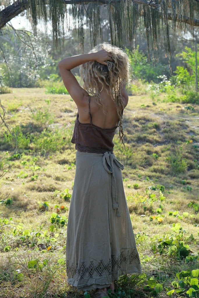 Hand Block Wrap Skirt