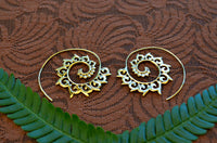 Phoenix Spiral Brass Earrings
