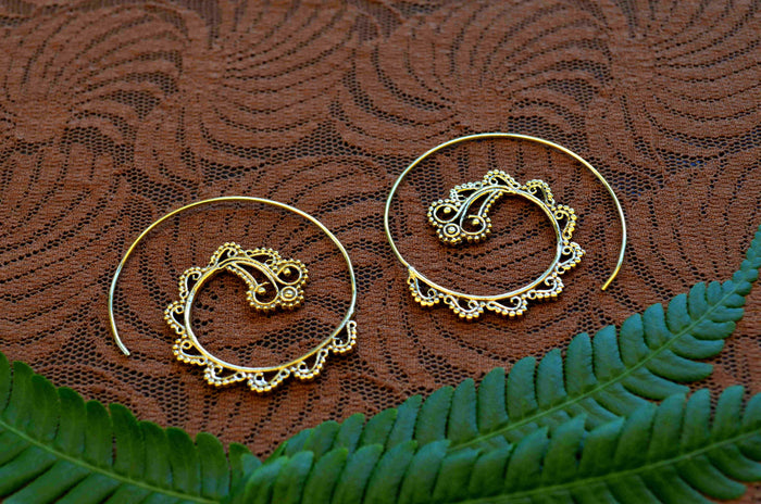 Gaia Brass Spiral Earrings