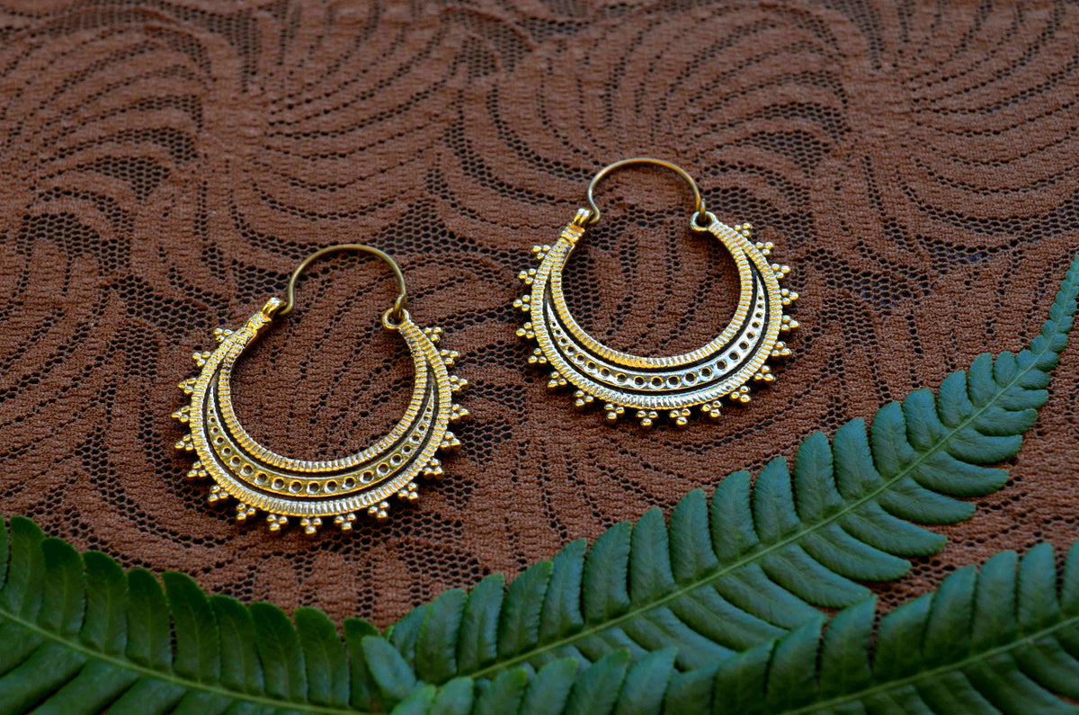 Moon Goddess Brass Earrings