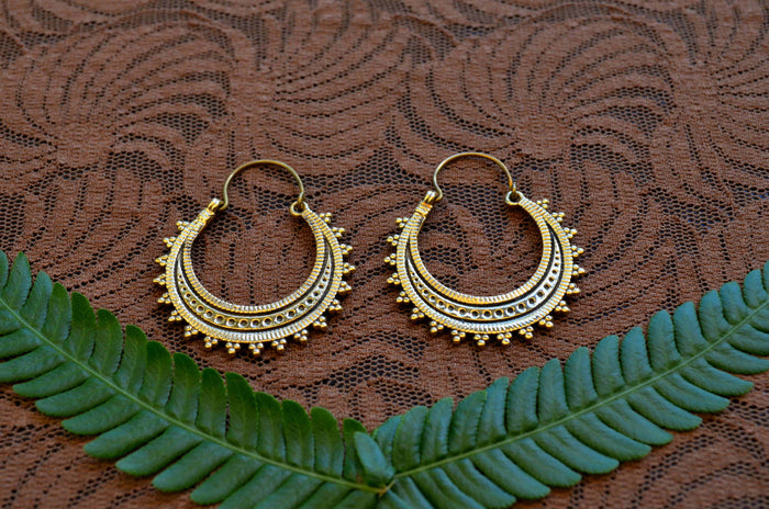 Moon Goddess Brass Earrings
