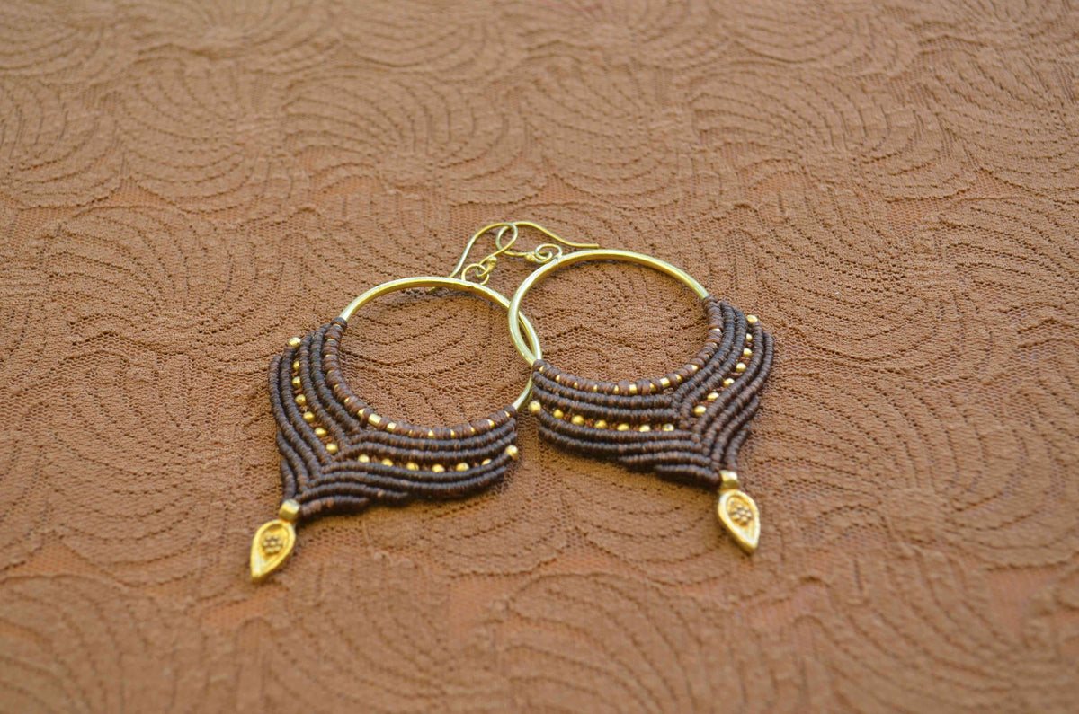 Macrame Earrings - Brown