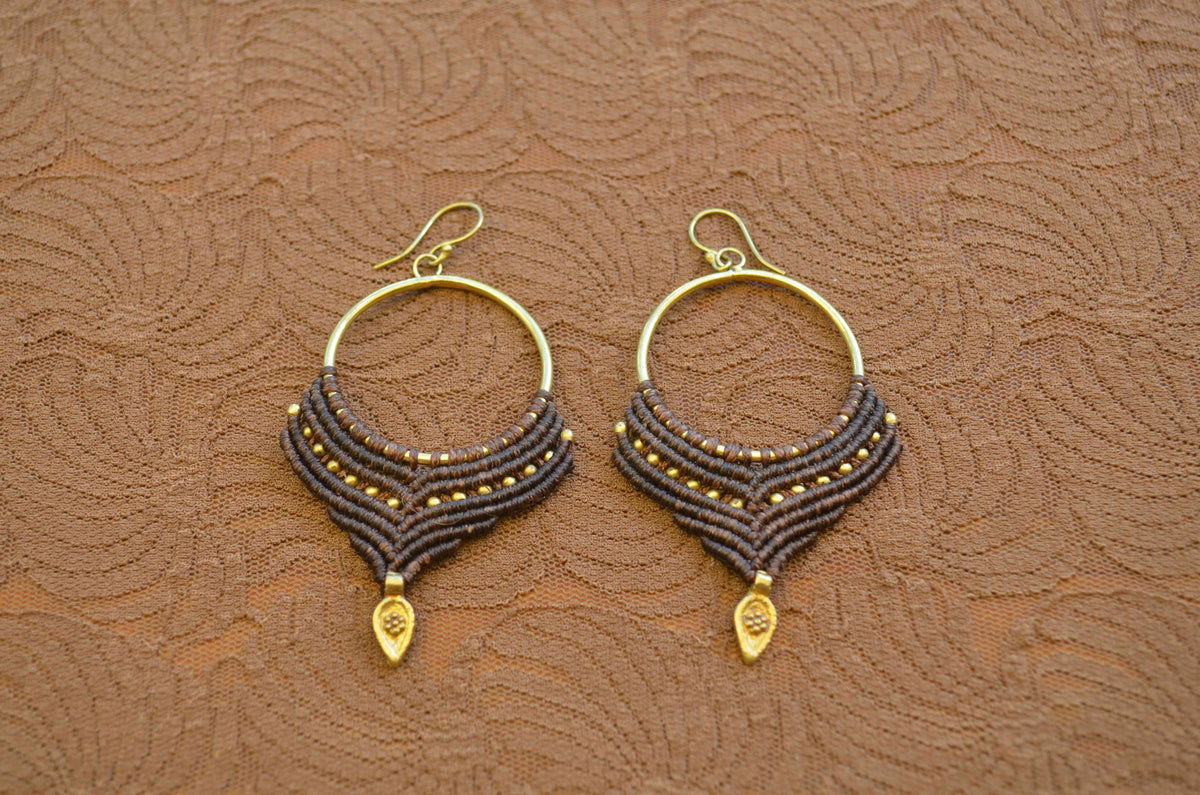 Macrame Earrings - Brown