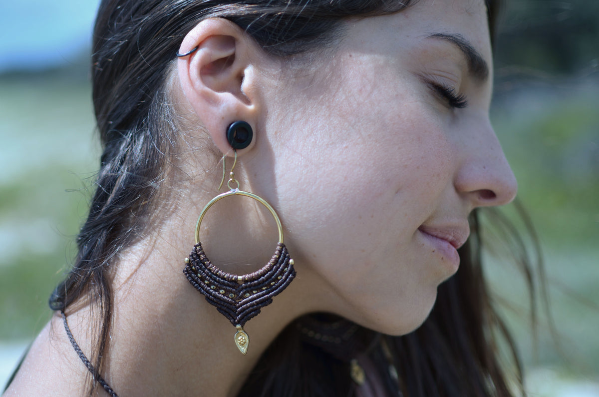 Macrame Earrings - Brown