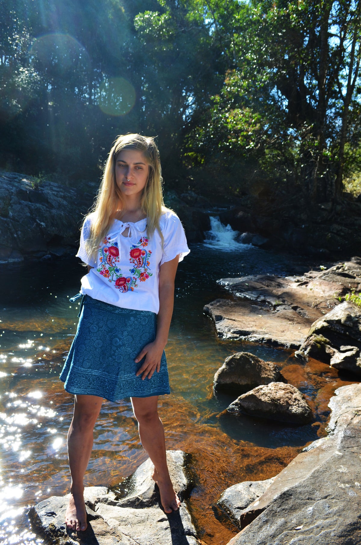 Hand Blocked Wrap Mini Skirt