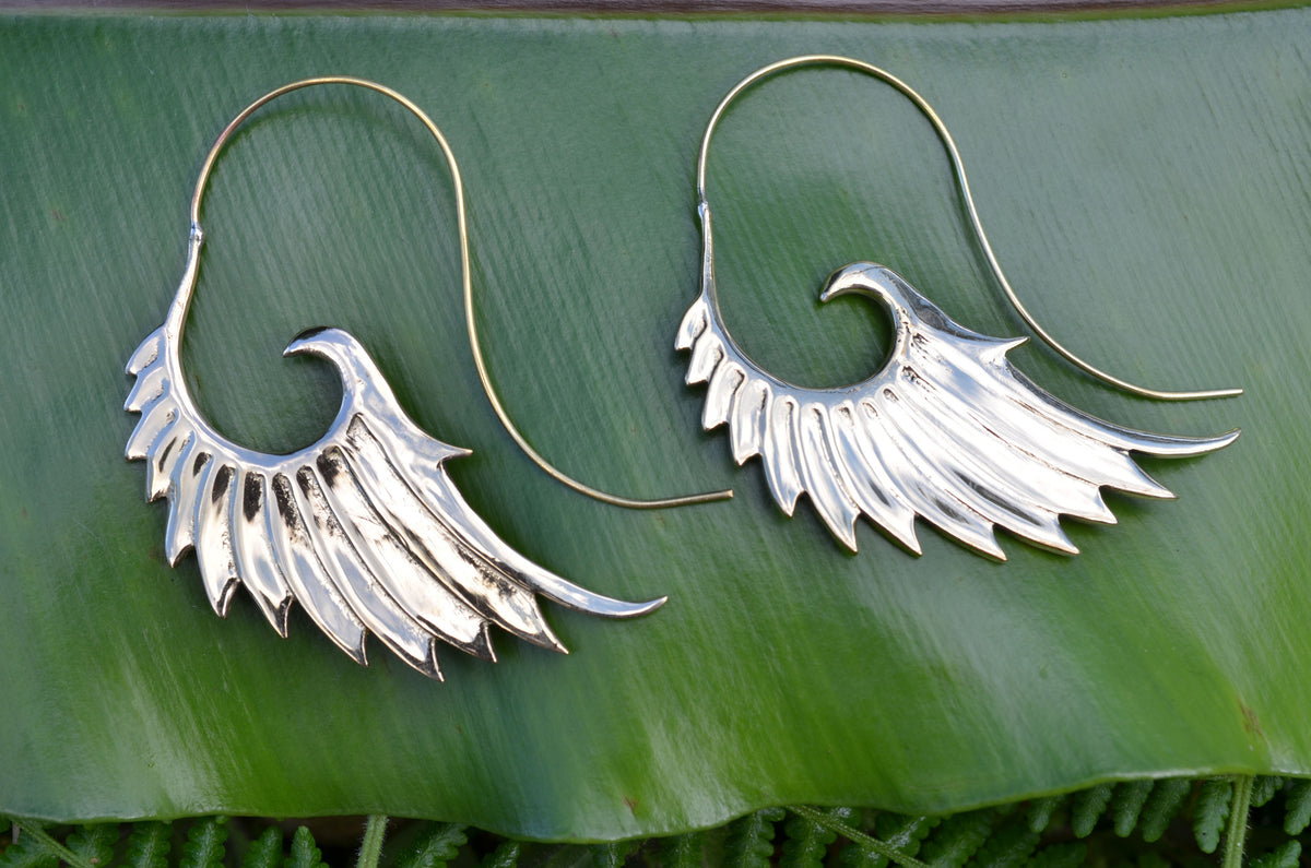 Angel Wings Brass Earrings