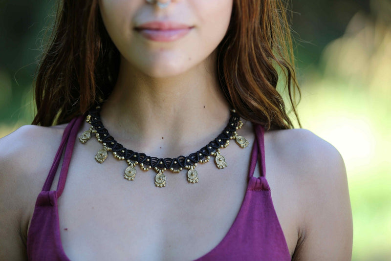 Macrame Necklaces with Brass