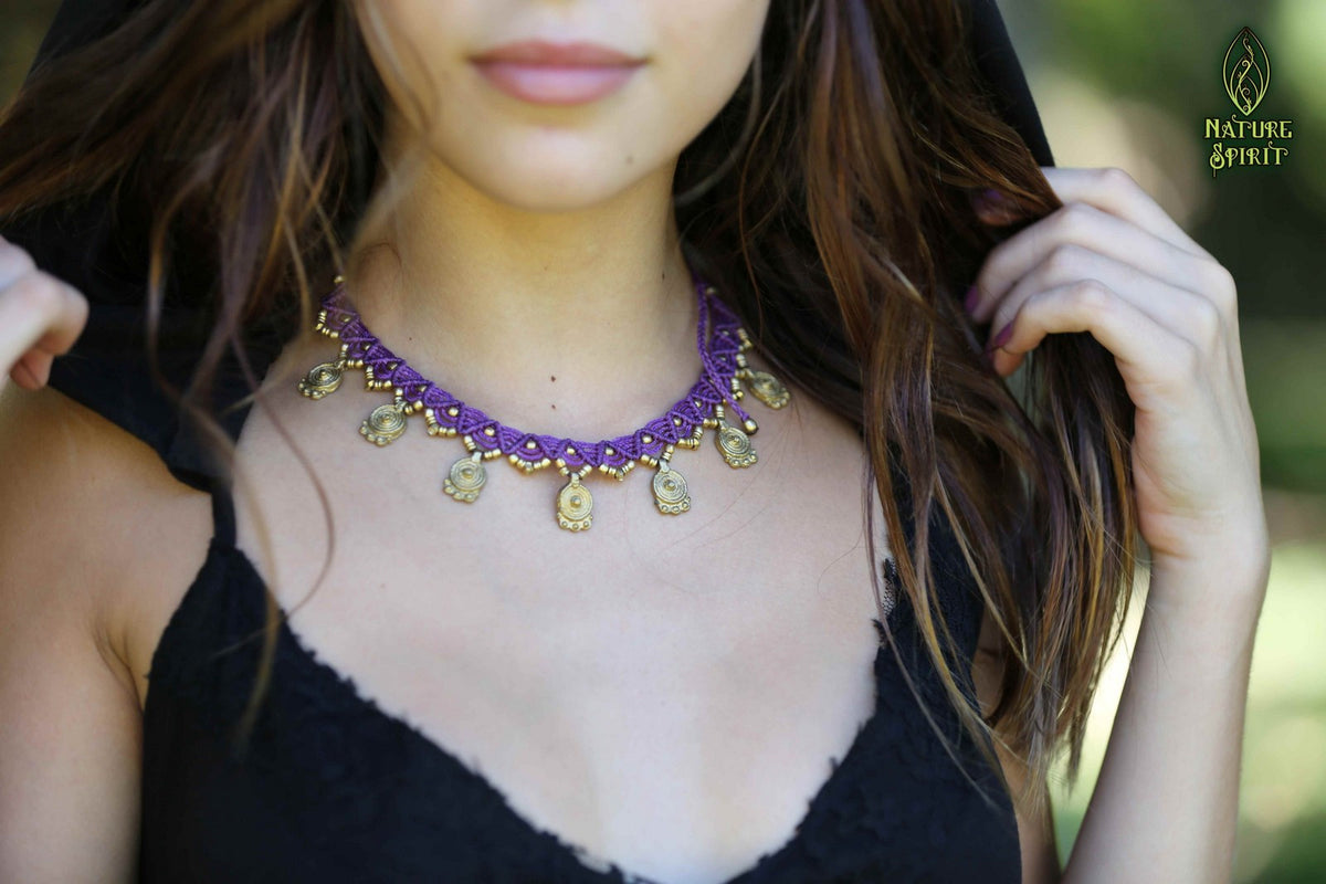 Macrame Necklaces with Brass