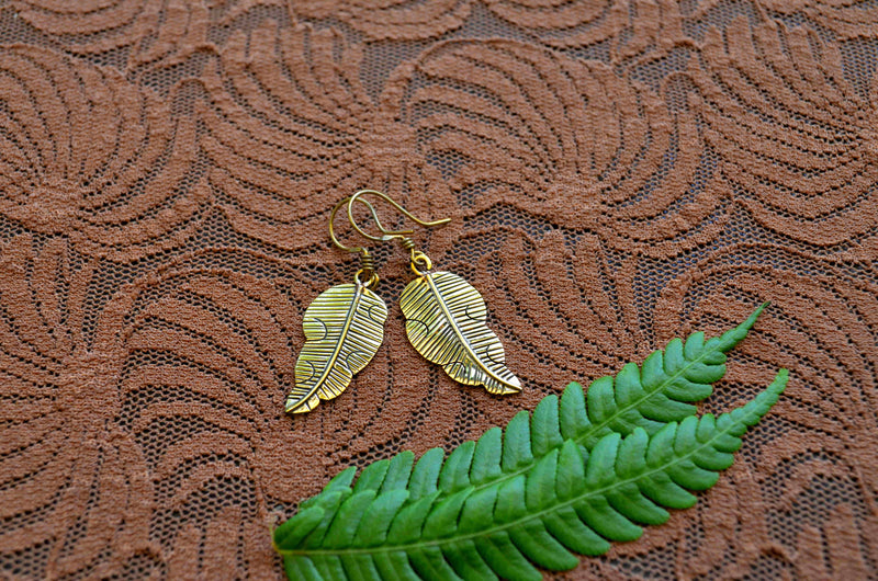 Brass Leaf Earrings