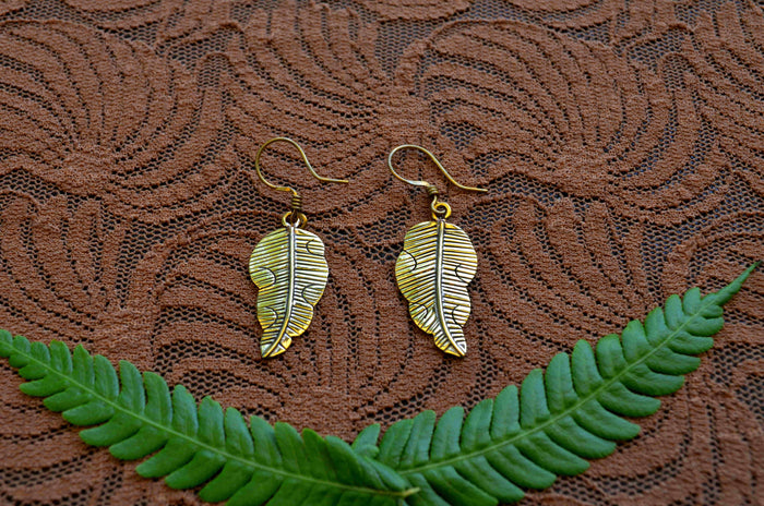 Brass Leaf Earrings