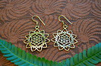 Lotus Heart Brass Earrings