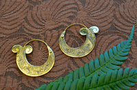Handcarved Mermaid Tail Brass Earrings