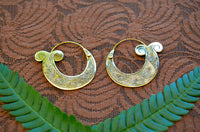 Handcarved Mermaid Tail Brass Earrings