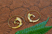 Large Corolla Spiral Brass Earrings