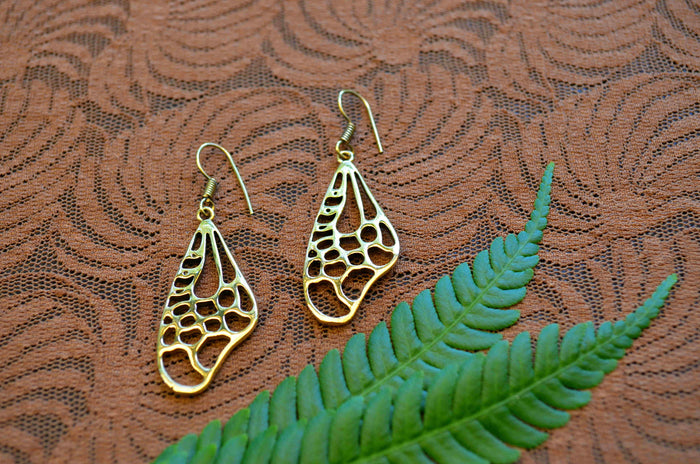 Faerie Wing Brass Earrings