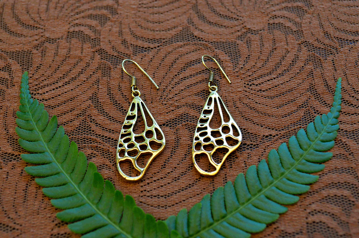 Faerie Wing Brass Earrings