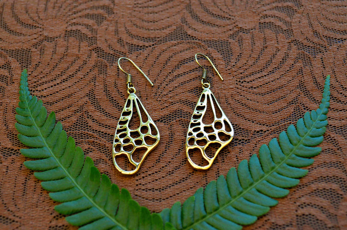 Faerie Wing Brass Earrings