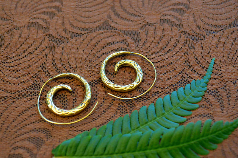 Infinity Brass Spiral Earrings