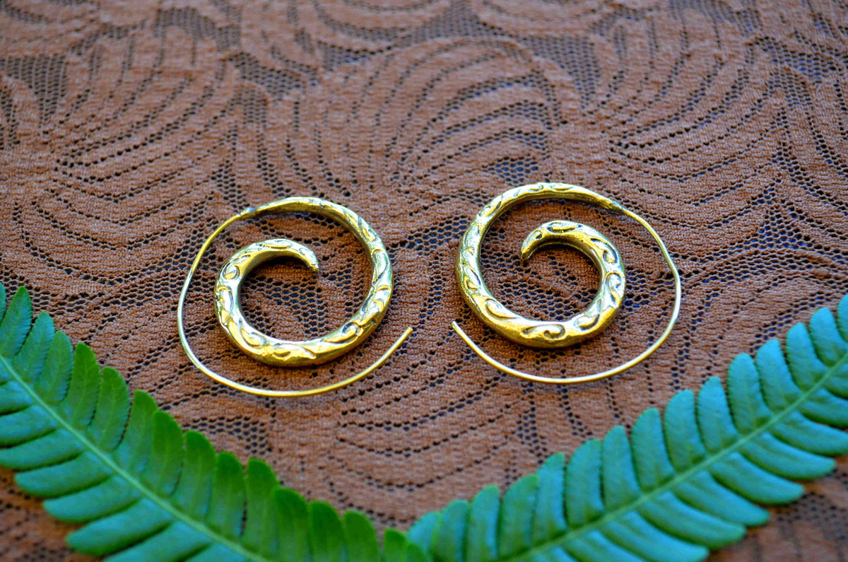 Infinity Brass Spiral Earrings
