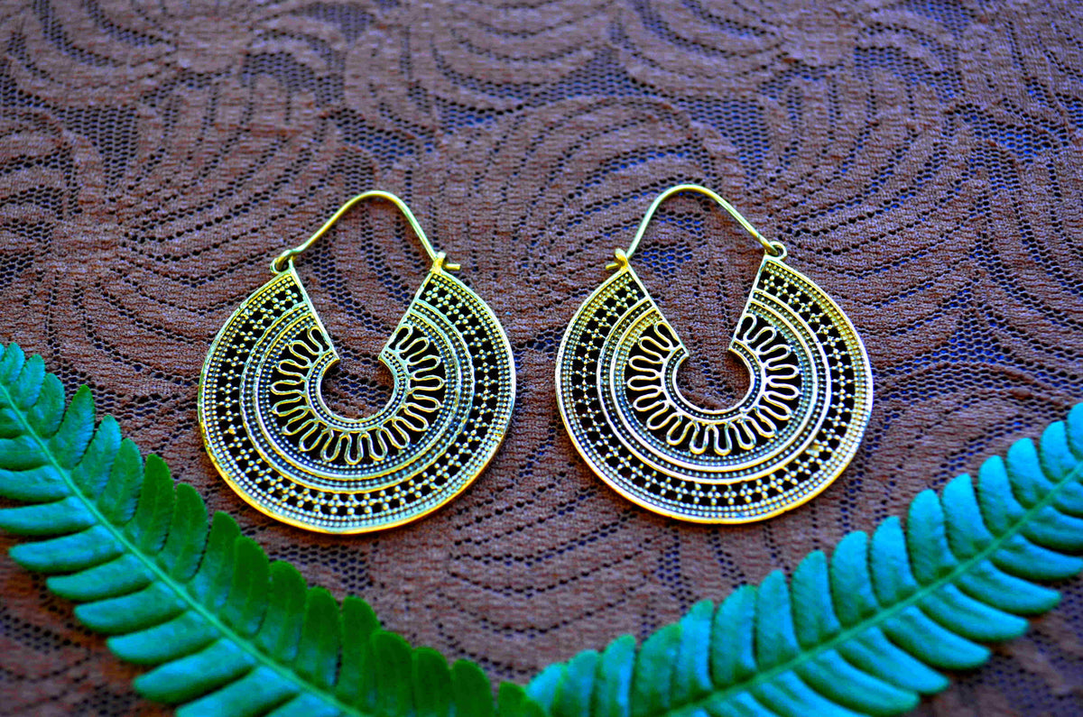 Gypsy Keyhole Brass Earrings