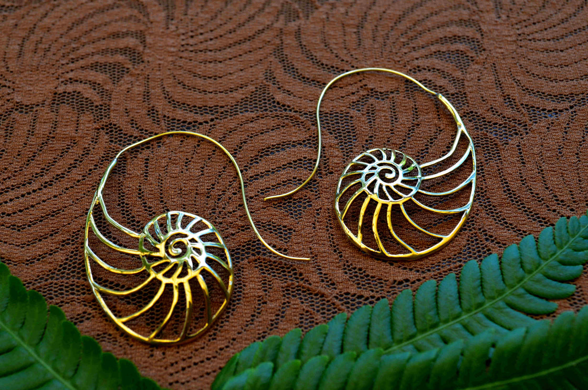 Sea Shell Brass Earrings