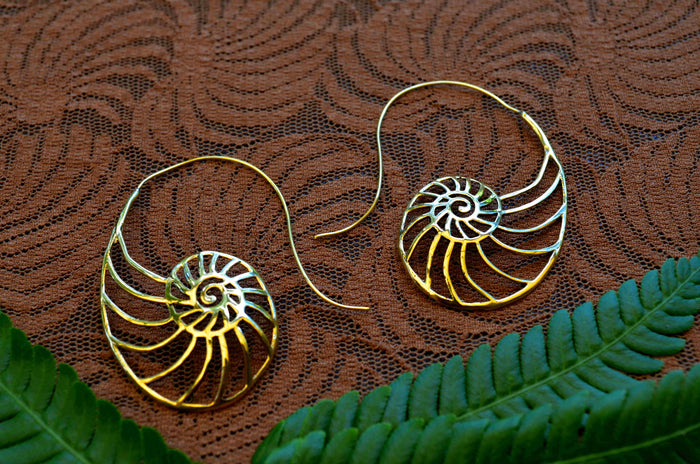 Sea Shell Brass Earrings