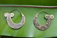 Handcarved Mermaid Tail Brass Earrings