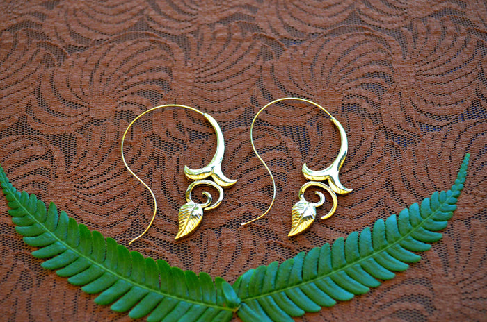 Rose Bud Brass Earrings