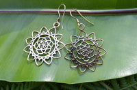 Lotus Heart Brass Earrings