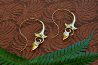 Rose Bud Brass Earrings