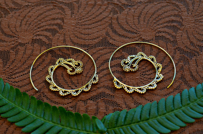 Gaia Brass Spiral Earrings