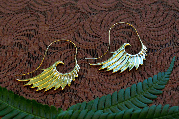 Angel Wings Brass Earrings