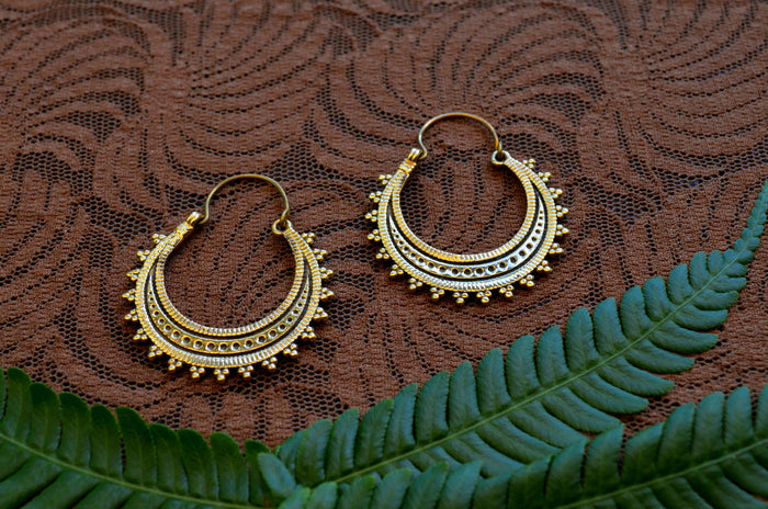 Moon Goddess Brass Earrings