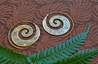 Hand Carved Large Spiral Earrings