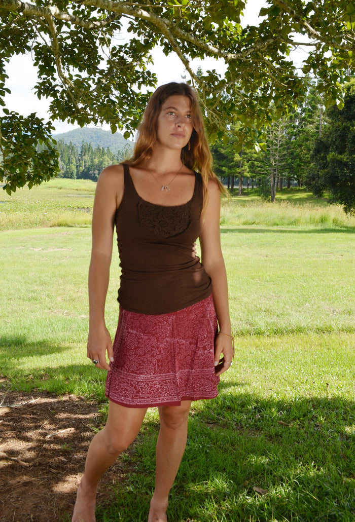 Hand Blocked Wrap Mini Skirt