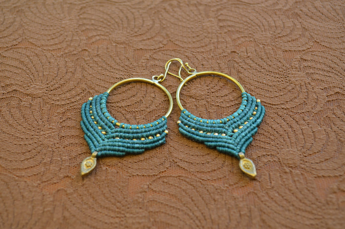 Macrame Earrings - Green