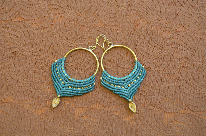 Macrame Earrings - Green