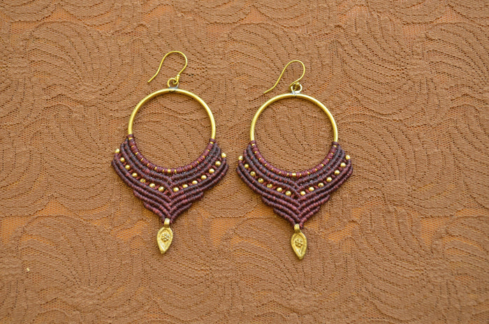 Macrame Earrings - Maroon