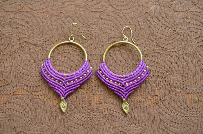 Macrame Earrings - Purple