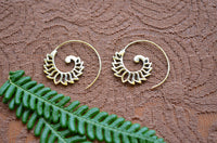 Spiral Lotus Brass Earrings