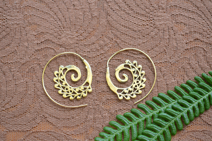 Spiral Brass Earrings