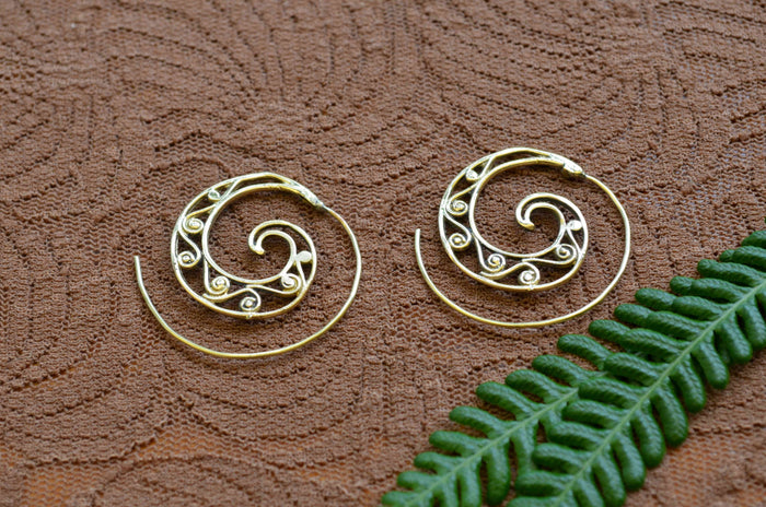 Spiral Brass Earrings