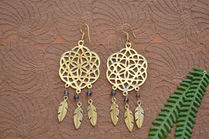 Dream Catcher Brass Earrings