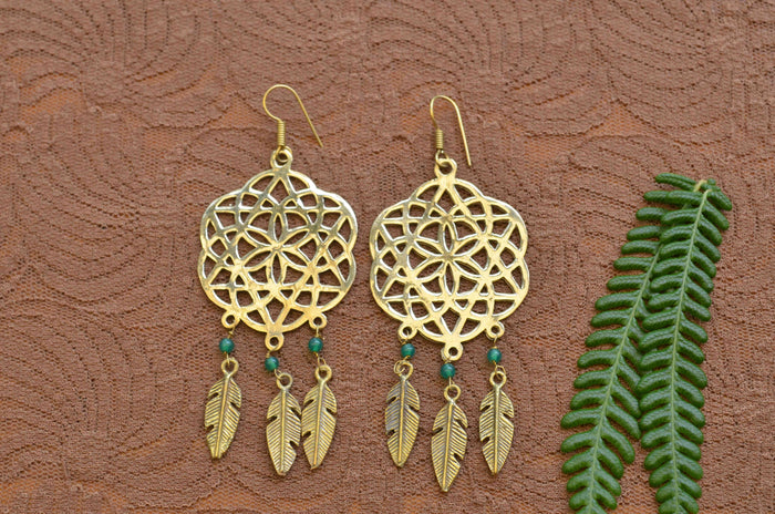 Dream Catcher Brass Earrings