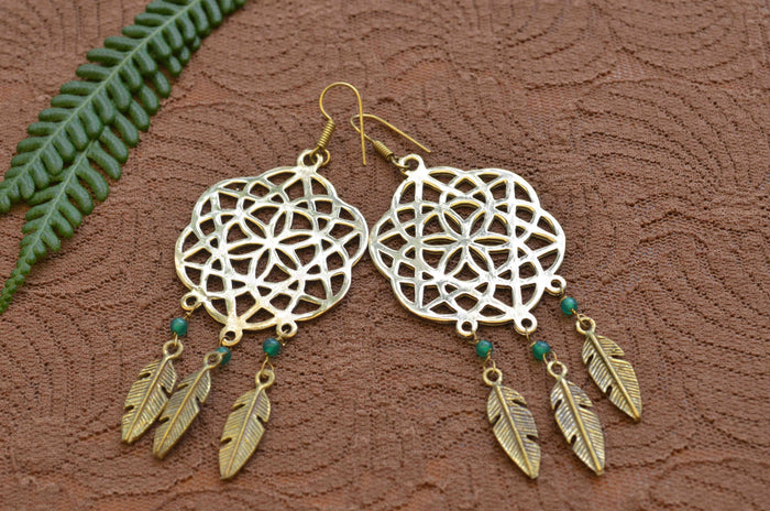 Dream Catcher Brass Earrings