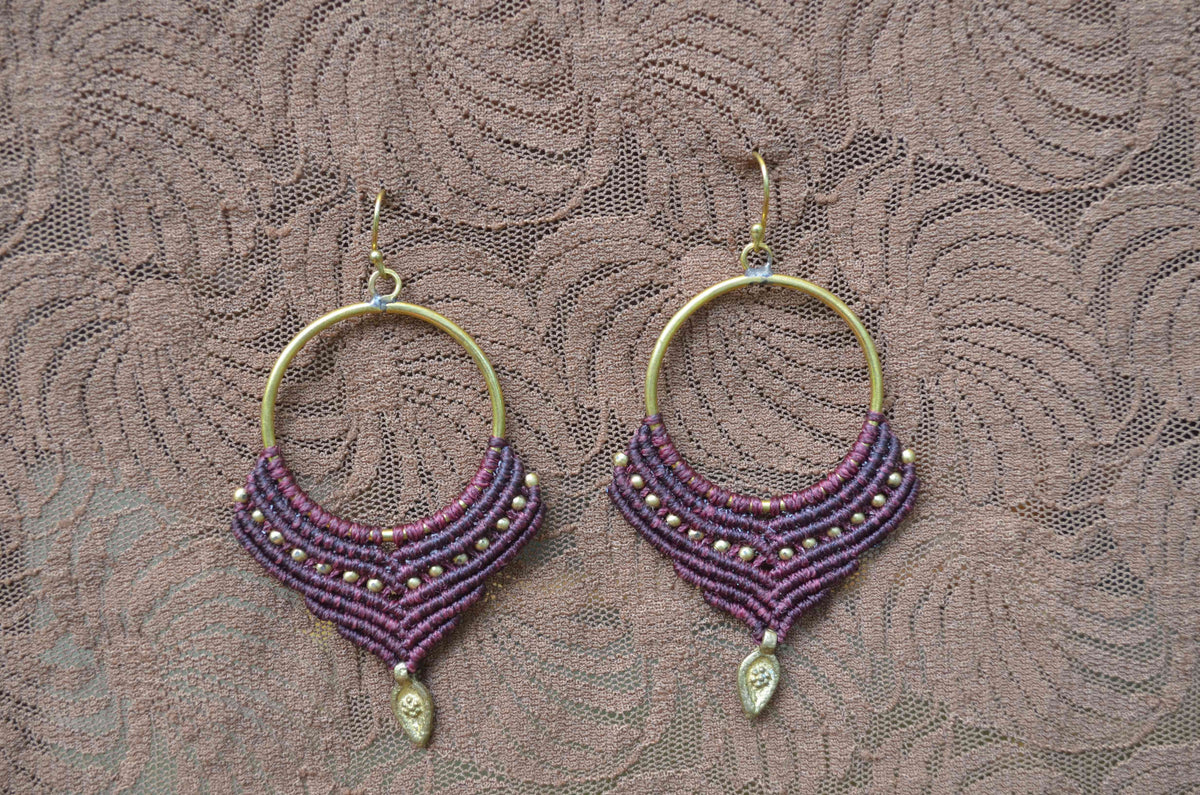 Macrame Earrings - Maroon